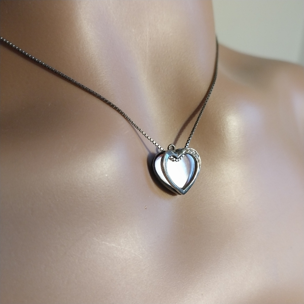 Sterling  Silver Heart Necklace - Picture 14 of 14